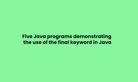 Five Java programs demonstrating the use of the final keyword in Java